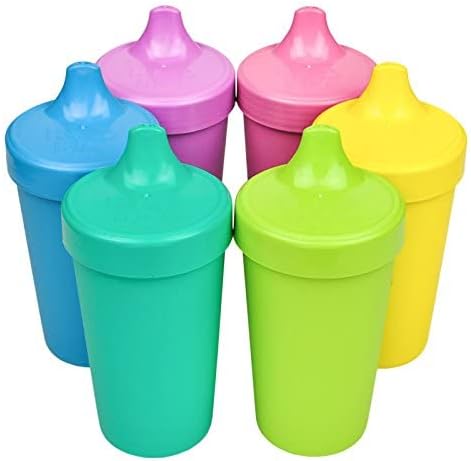 Re-Play Sippy Cups for Toddlers - 10 Oz. Reusable Spill Proof Cups for Kids, Dishwasher/Microwave Safe - Made in USA - Set of 6-3.13" x 6.25" - Sorbet