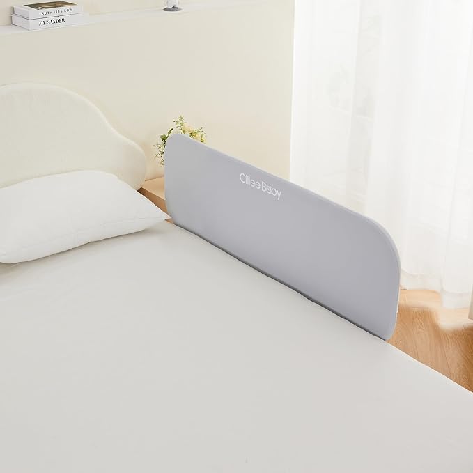 Ciilee Baby Bed Rail for Toddlers Portable Travel Kids Beds Guard Rails for Queen Bed Foldable Children Side Railing for Twin Beds Adjustable Bedrail Barandas para Camas de Niños(Grey,48in