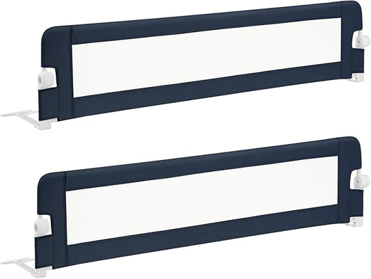 BABY JOY Double Sided Bed Rail Guard, 2 Pack, Extra Long, Swing Down for Convertible Crib, Folding Baby Safety Bedrail for Kids Twin Full Size Queen King Mattress, Rails for Toddlers (Dark Gray, 71")