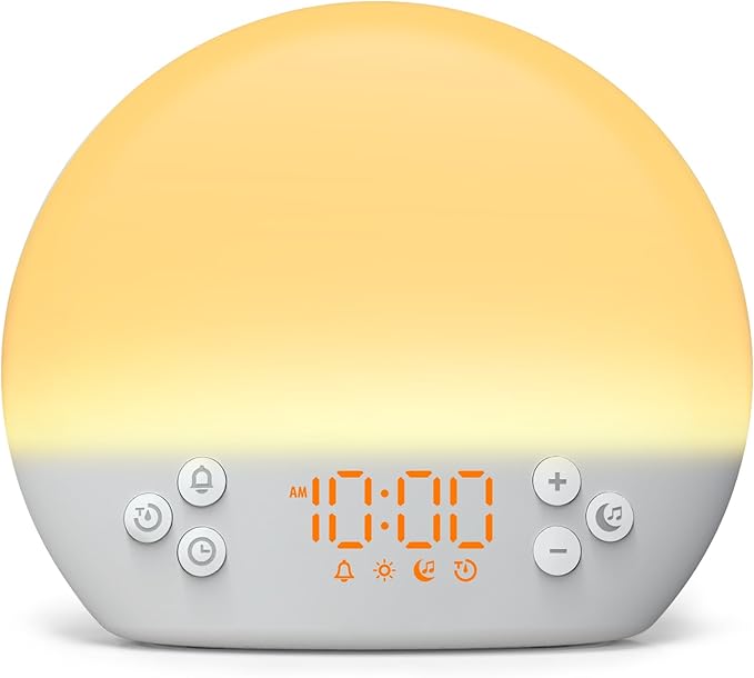 Sunrise Alarm Clock for Heavy Sleepers Adults,White Noise Sound Machine 30 Soothing Sounds, Dimmable Digital Clock&Night Light, Wake Up Light/Bedside Lamp/Alarm Clocks for Bedrooms,Ideal for Gift