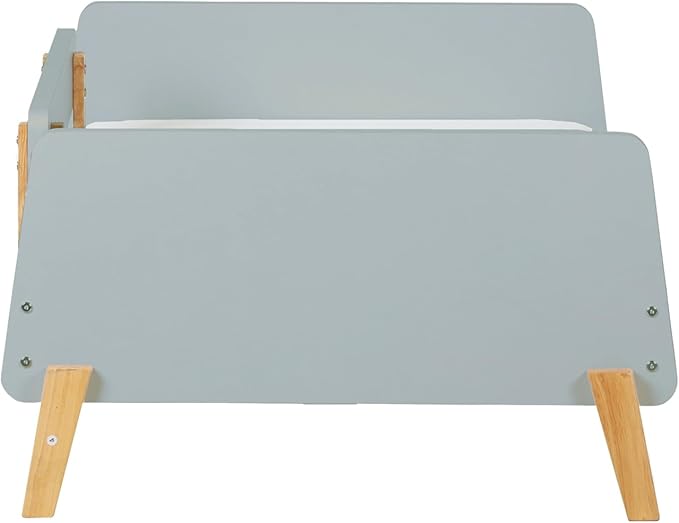 dadada Muse Blue Toddler Bed with 2 Removable Safety Rails. Low Profile Montessori Bed. Sturdy Solid Wood Frame, Fits Standard Crib Mattress, Easy to Assemble, Toddler Bed for Boys & Girls - Blue