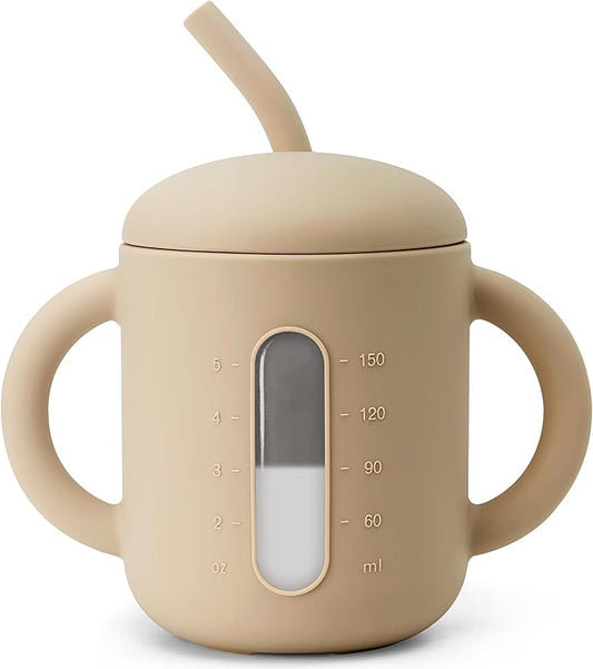 SAMiGO Silicone Sippy Cup, Baby Straw Cup for 6 12 18 Months, Sippy Cup with Straw for Toddlers 1-3 Years, Baby Water Cup for Drinking and Training, 6 oz