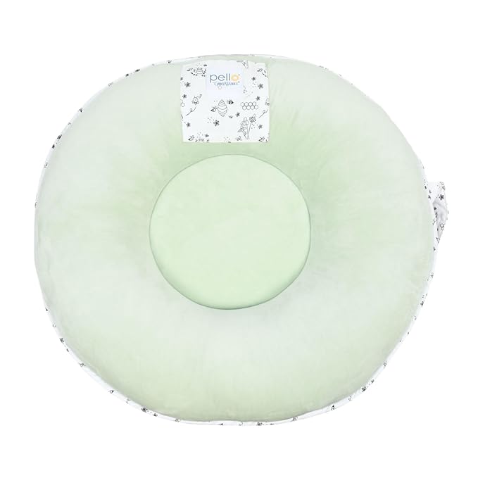 Pello Multi-Use Baby Floor Pillow, Play Mat & Lounger β Portable, Plush, Luxe Comfort for Infants & Kids β Soft Raised Sides for Support β 100% Cotton & Brushed Poly β Bailey