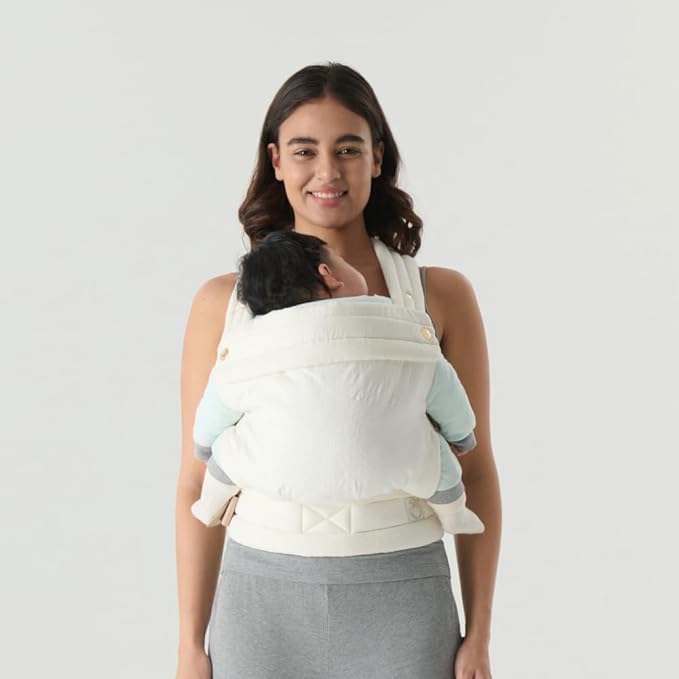NEST BLANCHE Baby Carrier – Soft Cotton Linen Blend with Magnolia Jacquard Design, Adjustable and Ergonomic for Newborns and Toddlers (Daisy)