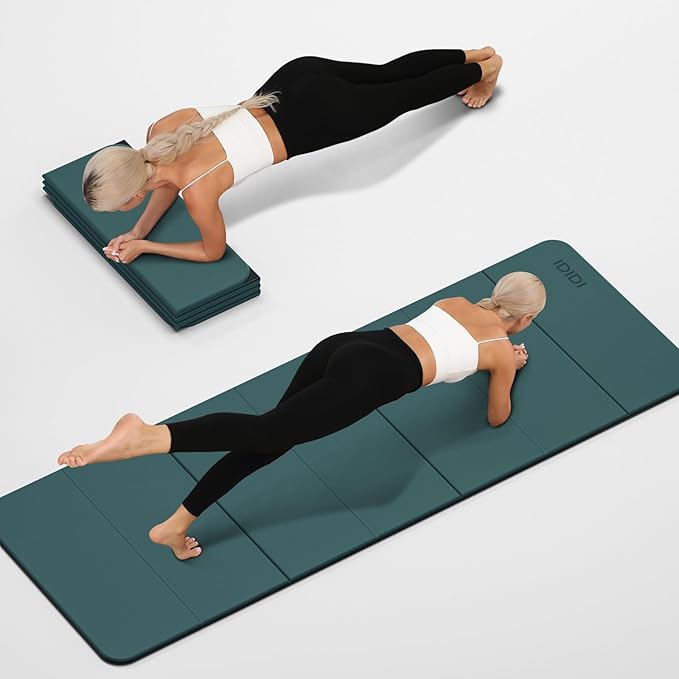 Foldable Yoga Mat Extra Thick 0.32 Inches Eco-Friendly POE Material, Non-Slip Design Fitness Mats, Multi-Purpose Workout Mats For Studio or Home Use (70 x 24 x 0.32 inches)