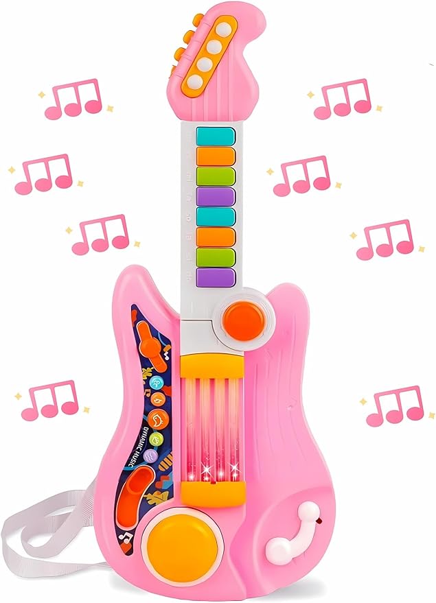 Kids Guitar, Electric Toddler Baby Music Toys for Ages 2-4 with Piano Mode Strap and Lights Child Musical Instruments Ideal for 2+ Year Old Girls Boys Birthday