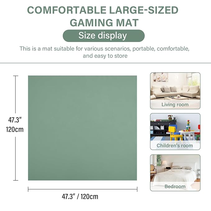 Baby Play Mat 48"x48" – Thick, Non-Slip Foam Mat for Babies and Toddlers. Foldable, Scrubbable, Odorless, and Soft, Ideal for Playpens, Crawling, and Indoor Playtime-Green