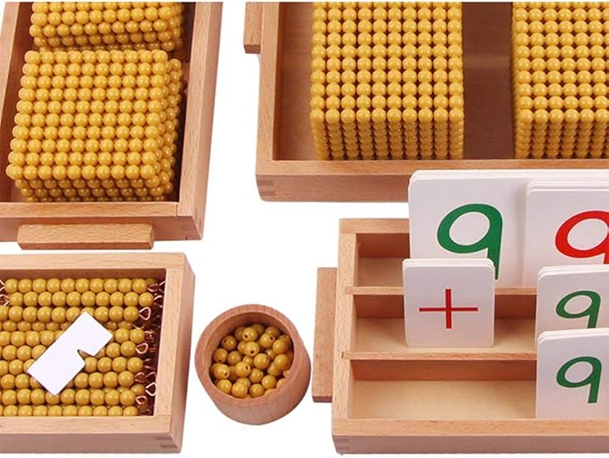 Kghios Montessori Golden Beads Materials Decimal System Bank Game Montessori Math Toys Mathematics Teaching Aids Materials Baby Preschool Education Toys