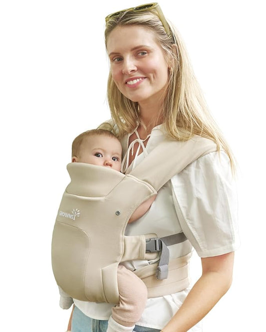 GROWNSY Baby Carrier Newborn to Toddler, Cozy Baby Wraps Carrier, Ergonomic Baby Carrier with Head Support, Cream