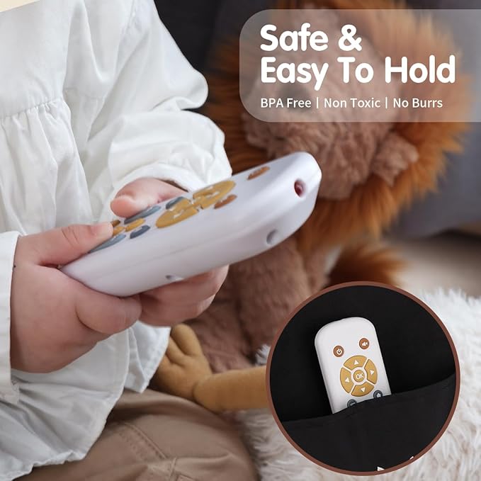 Nueplay Baby TV Remote Control Toy with Light and Sound, Toddler Realistic Controller with 3 Languages, Early Educational Learning Musical Toys, Preschool Infant Boys Girls 6, 12, 18 Months, White