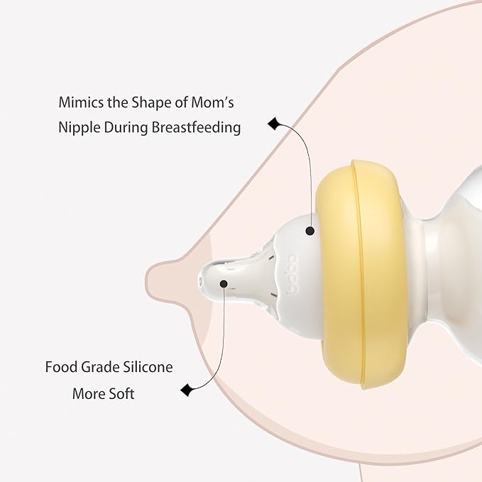 YOHKOH Newborn Glass Baby Bottles with Slow Flow Nipple for 0+ Months, Wide Neck Feeding Bottle, 2.7oz/80ml (Yellow, 2.7oz (Pack of 2))