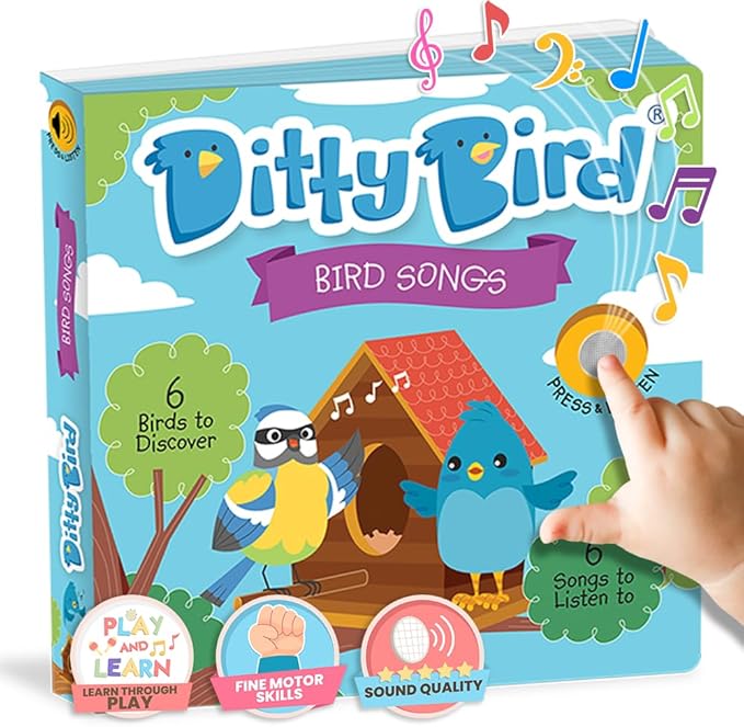 Ditty Bird Animal Sounds Book for Toddlers β Interactive Book Featuring Cuckoo, Blue Tit, Herring Gull, Tawny Owl & Dove Sounds | Musical Board Book for Ages 1-3 | Perfect Educational Gift for Toddler