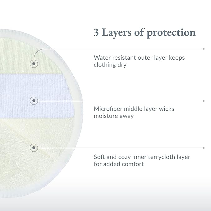 Ameda Washable Nursing Pads | 4 Pairs (8 Count) | Organic Bamboo Nursing Pads | Breastfeeding Supplies | Reusable Breast Pads for Leaking Milk | Breastfeeding Pads | Includes Mesh Laundry Bag