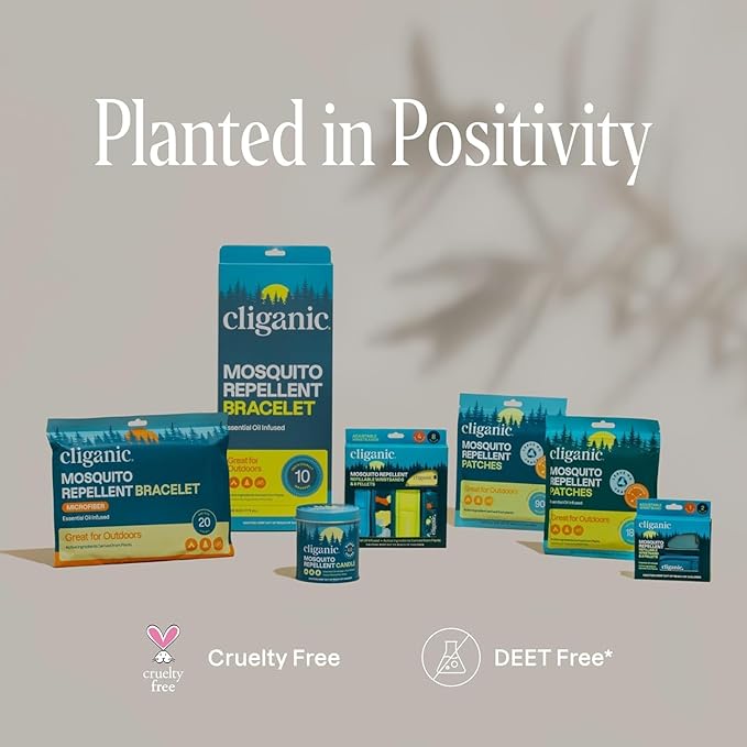 Cliganic Mosquito Repellent Bracelet Stickers Pack for Kids & Adults Multi Color, Natural DEET-Free, Essential Oil Infused 40 Bands with 60 Patches, Citronella Scent (100 Pack)