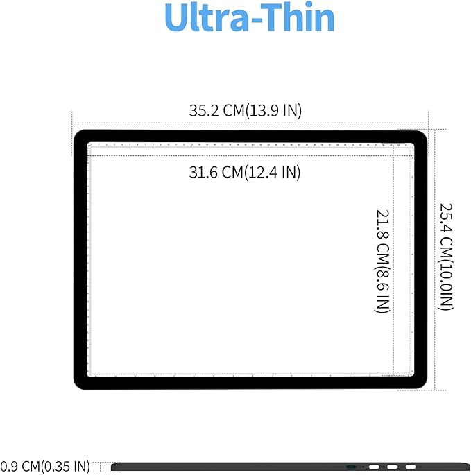 KOBAIBAN A4 LED Light Board with Bag, Magnetic Diamond Painting Light Board with Side Physical Buttons, 3 Color Modes & 6-Level Adjustable Brightness, Light Pad for Diamond Painting/Drawing (Black)