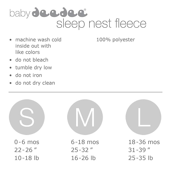 baby deedee Sleep Nest Fleece Baby Sleeping Bag, Gray Aqua, 0-6 Month