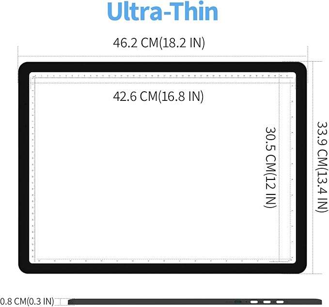 KOBAIBAN A3 Light Board for Diamond Painting & Tracing, Tracing Light Box with Side Physical Buttons, 6-Levels Adjustable Brightness, USB-C Powered Light Table for Art Crafting(Black, 46.2 x 33.9 CM)