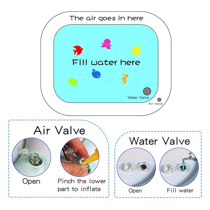 ZHUYNXIR Extra Big Infant Toys, Tummy time Toys, Baby Pink Water Play mat, Fun Early Development Activity Play Center for Newborn,Mermaid Pink 39.5x31.5 in.