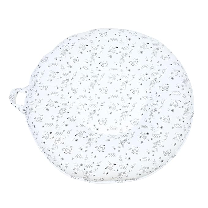 Pello Multi-Use Baby Floor Pillow, Play Mat & Lounger β Portable, Plush, Luxe Comfort for Infants & Kids β Soft Raised Sides for Support β 100% Cotton & Brushed Poly β Bailey