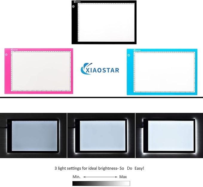 Light Box Drawing A4,Tracing Board with 3 Brightness Adjustable for Artists, Animation Drawing, Sketching, Animation, X-ray Viewing (Red)