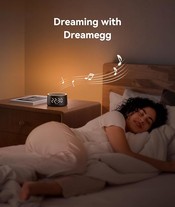 Dreamegg Sound Machine for Sleep - D1 Nova White Noise Sound Machine for Baby Adult with Alarm Clock, Soothing Sounds, Dimmable, White Noise Alarm Clocks for Bedrooms Heavy Sleepers Travel, Black
