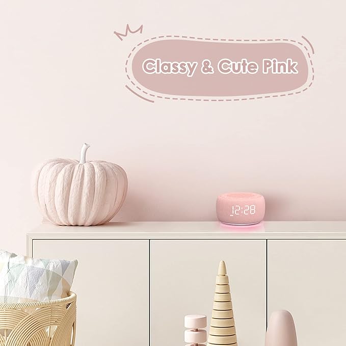 Buffbee Sound Machine & Alarm Clock 2-in-1-0-100% Display Dimmer, Under Light, Sleep Timer, Precise 30-Level Volume Control White Noise Machine