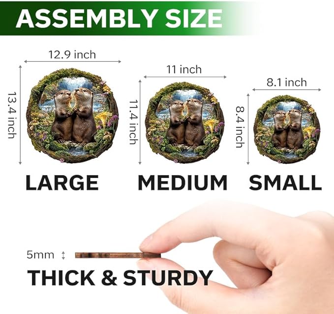 Jigfoxy Wooden Puzzles for Adults, Otter Couple Wood Puzzles Adult, Unique Animal Shape Wooden Jigsaw Puzzles for Adults, Birthday Gifts for Puzzle Lovers Family Friend (S-8.1 * 8.4in-102pcs)