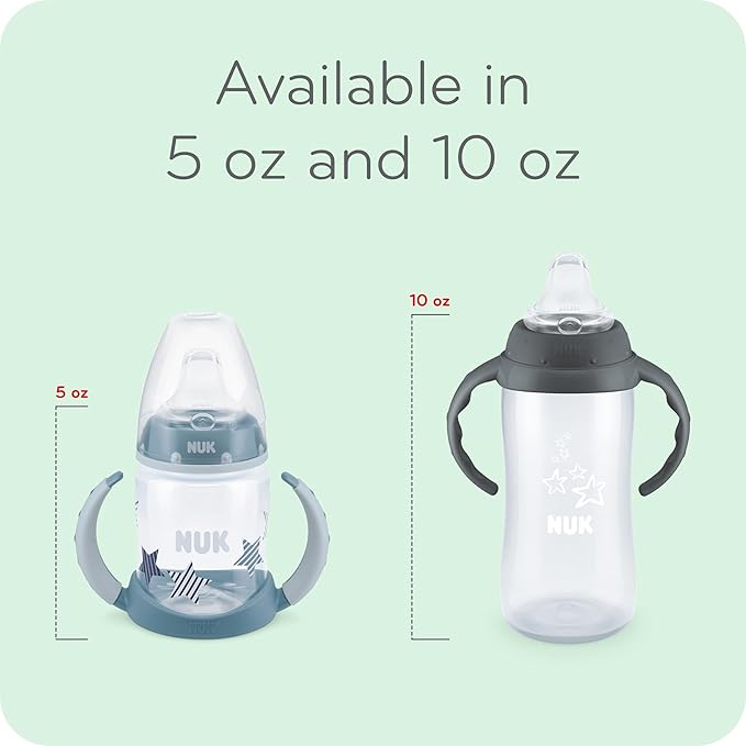 NUK Learner Cup, 10 oz, 2 Pack, 8+ Months – BPA Free, Spill Proof Sippy Cup