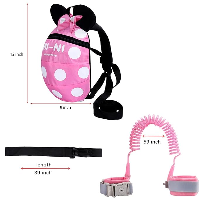 CZSYZCZS Toddlers Leash + Anti Lost Wrist Link Child Kids Safety Harness Kids Walking Wristband Assistant Strap Belt (pink)