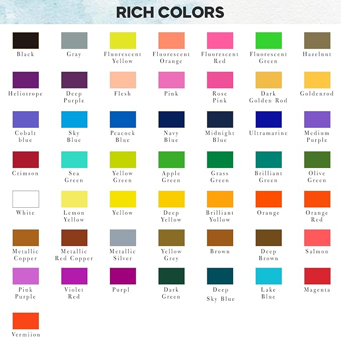 TAVOLOZZA Watercolor Paint Set, 50 Vivid Colors Including Metallic and Fluorescent Colors in Gift Box,Perfect Watercolor Set for Artists, Painting Lovers