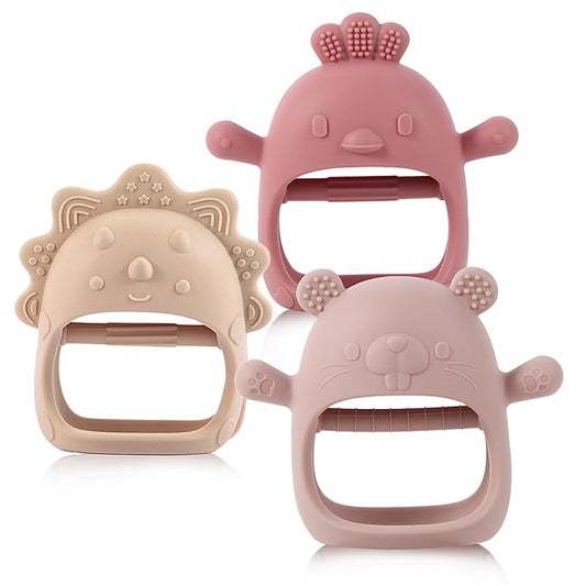 Baby Teething Toys, Teething Toys, Teethers for Babies 3-6 Months, Baby Chew Toys, BPA Free Teether Mitten with Soft Texture for Sensory Exploration and Itching Teething Relief