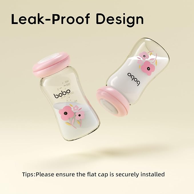 YOHKOH Glass Breast Milk Storage Bottles - 100% Leak-Proof, BPA-Free Breastmilk Storage Containers, Freezer & Dishwasher Safe, Ideal for Nursing Mothers (Multicolor, 5.4oz (Pack of 6))
