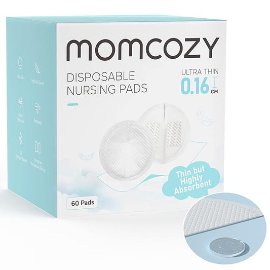 Momcozy Ultra-Thin Disposable Nursing Pads, Ultra-Absorbent and Breathable Portable Breast Pads for Mothers, Keep Dry Continuously, Make Breasts Light and Unburdened, Individually Packaged(60 Count)