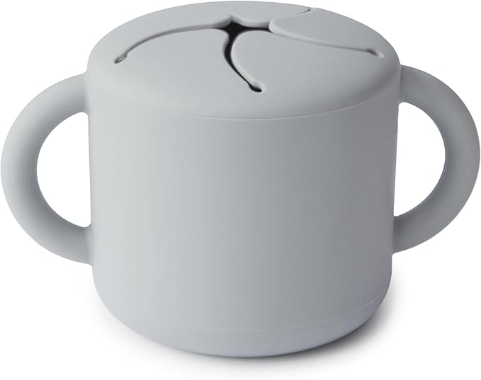 mushie Silicone Snack Cup | Spill Proof Food Container for Toddler and Baby (Stone)