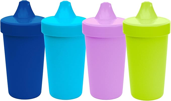 Re-Play Sippy Cups for Toddlers - 10 Oz. Reusable Spill Proof Cups for Kids, Dishwasher/Microwave Safe - Made in USA - Set of 4-3.13" x 6.25" - Space