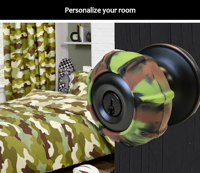 Enjoy Cover - 2 Pack Silicone Door knob Grips Maximum Grip Nonslip Arthritis & Senior Living Aids Grippy Easy Open Fits All Door Knob Universal Size Decorative (Camo Green)