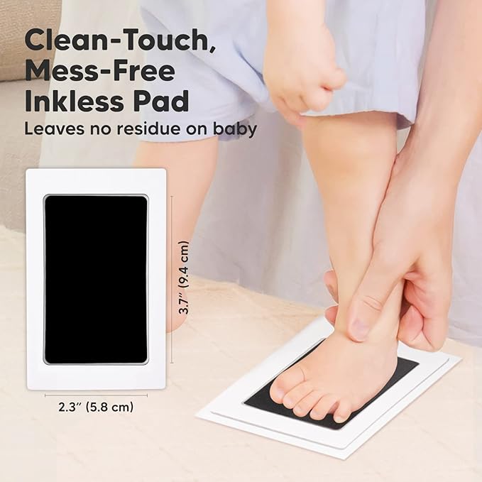 2-Pack Inkless Baby Hand and Footprint Kit - Mess Free Ink Pad for Newborn Keepsake, Dog Nose & Paw Print Kit, Clean Touch Ink Pad for Baby Hand & Footprints, Ideal New Mom Gifts (Jet Black)