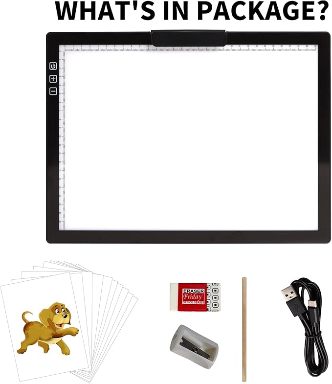KOBAIBAN Wireless A4 LED Light Pad with Innovative Stand, Top Clip, Stepless/ 6-Level Dimmable Brightness Rechargeable tracing Light Box/Board for Cricut Vinyl, Weeding Tool, Diamond Painting, HTV