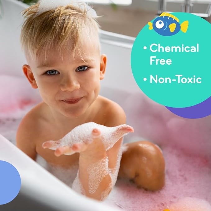 Mobi Little Whale Bubble Bath, Tropical Fruity Raspberry Scent Kids Body Wash, Gentle Moisturizing Tub Foam for All Skin Type, GMO-Free, Stain-Free, Fun Pink Color, 8 fl oz