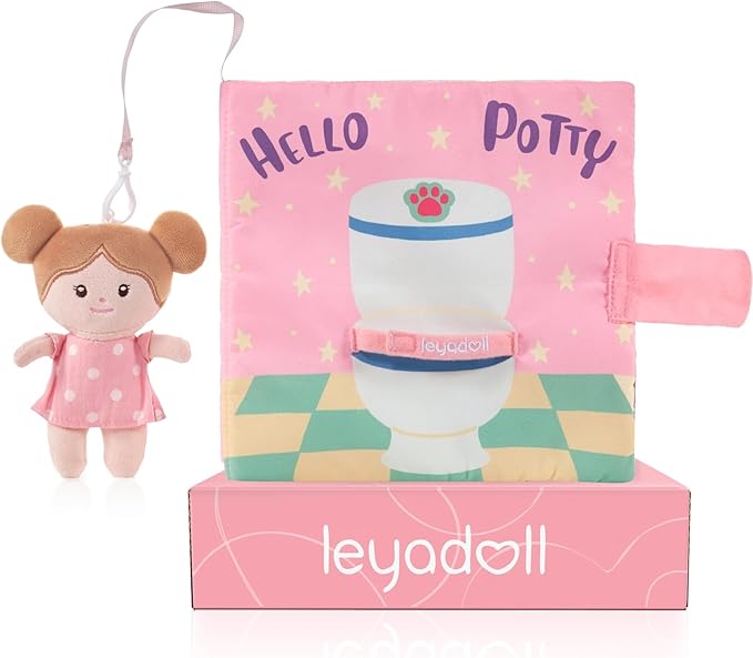 Interactive Sensory Soft Cloth Book, Educational Crinkle Quiet Activity Busy Book for Babies,Toddler Travel Toy Gift for Boys and Girls (Hello Potty)