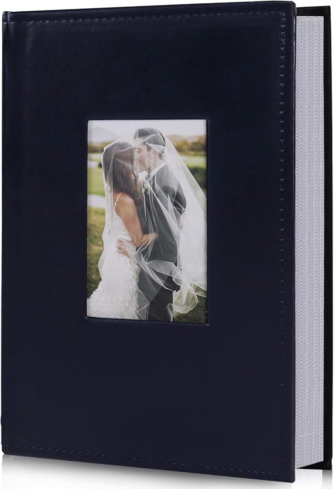 RECUTMS Photo Album 300 Pockets,4x6 Photo Book Paper Core Memo Insert Inside Page PU Leather Cover Picture Album Record Wedding Baby Valentine's Day Christmas Holiday(Blue)