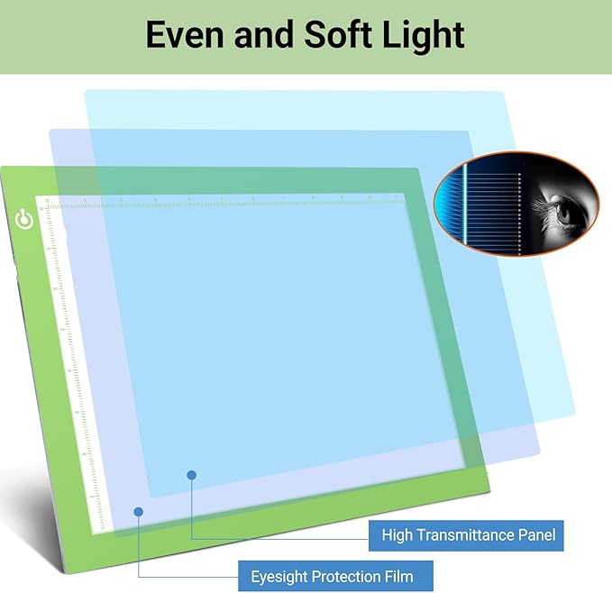 Tracing Light Table Ultra-Thin A4 LED Copy Board NXENTC Light Pad Drawing Display Pad Brightness Adjustable Stencil Artist Art Tracing Tatto Table Green