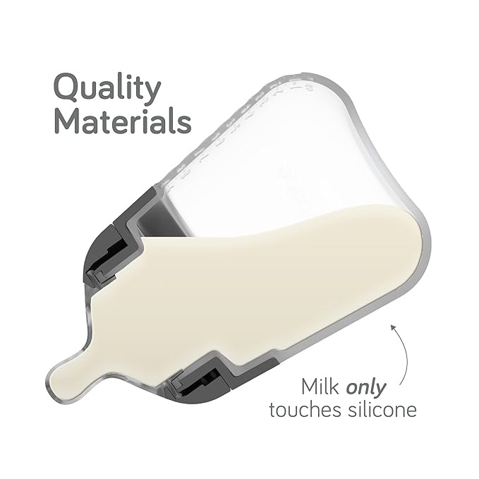 Nanobebe Flexy Silicone Baby Bottle, Anti-Colic, Natural Feel, Non-Collapsing Nipple, Non-Tip Stable Base, Easy to Clean, 3-Pack, Gray, 9oz