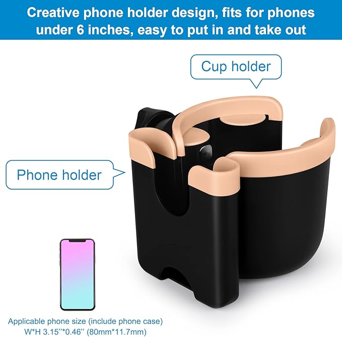 Accmor Stroller Cup Holder with Phone Holder, Bike Cup Holder, Universal Cup Holder for Uppababy Nuna Doona Strollers, 2-in-1 Cup Phone Holder for Stroller, Bike, Wheelchair, Walker, Scooter