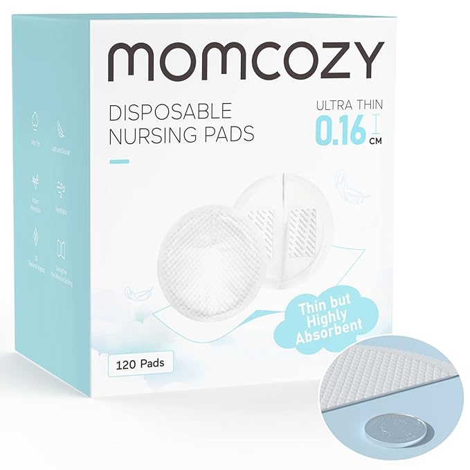 Momcozy Ultra-Thin Disposable Nursing Pads, Super Absorbent and Breathable Breastfeeding Pads, Make The Breasts Light and Unburdened, 3D Shape for The Best Fit, Individually Packaged(120 Count)