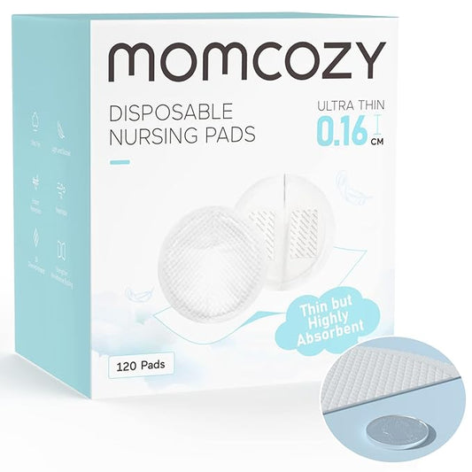 Momcozy Ultra-Thin Disposable Nursing Pads, Super Absorbent and Breathable Breastfeeding Pads, Make The Breasts Light and Unburdened, 3D Shape for The Best Fit, Individually Packaged(120 Count)