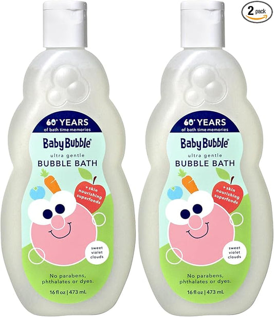 Mr. Bubble Baby Bubble Ultra Gentle Bubble Bath, Sweet Violet Clouds Scent, 16 oz., Pack of 2