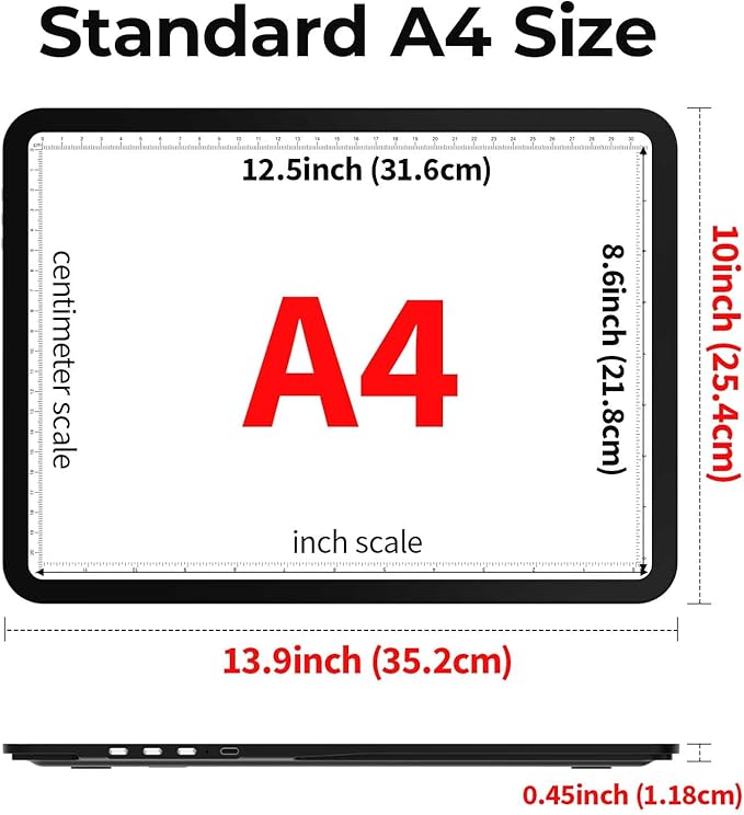 Zocelight Rechargeable A4 Light Pad with Built-in Stand,Super Bright Magnetic Light Table with Physical Buttons,Wireless Light Box for Tracing, Light Board for Diamond Painting,Sketching Weeding Vinyl