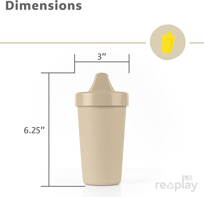 Re-Play Sippy Cups for Toddlers - 10 Oz. Reusable Spill Proof Cups for Kids, Dishwasher/Microwave Safe - Made in USA - Set of 3-3.13" x 6.25" - Beach Baby