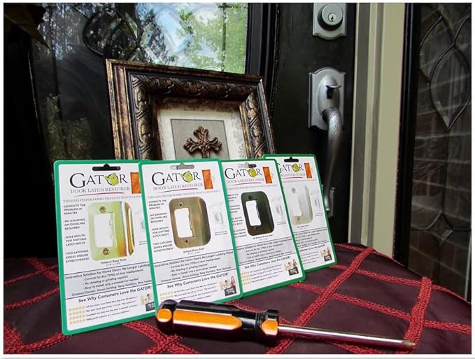 Gator Door Latch Restorer - Strike Plate (Bright Brass)